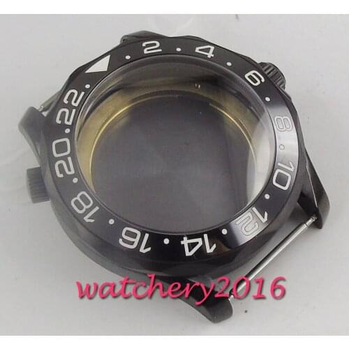 41mm PVD Coated Watch Case black Ceremic Bezel Fit for MIYOTA 8215 Automatic Movement