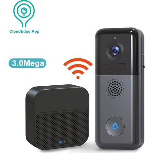 CloudEdge Wi-Fi Video Doorbell Camera IP66 waterproof 2K HD Rechargeable Battery Powered Wireless Smart Doorbell with Chime