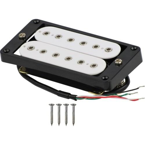 FLEOR White Humbucker Bridge Electric Guitar Pickup Ceramic Magnet with Black Curved Pickup Frame For LP Guitar