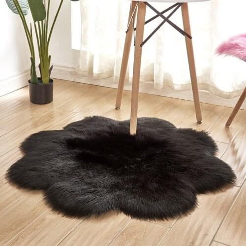 Faux Fur Wool Antiskid Soft Fluffy Plush Shaggy Carpet Modern Carpet Mat Indoor Area Rug Living Room Mats Silky Rugs 90x90cm