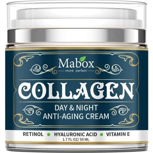 Mabox 50ml Collagen Anti-aging Cream Retinol Face Cream Hyaluronic Acid Hydrating Vitamin E Tighten Skin Whitening Cream