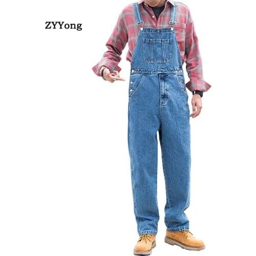 Bib Overalls For Man Suspender Pants Mens Jeans Jumpsuits High Street Distressed 2020 Fashion Denim Male Plus Size S-3XL