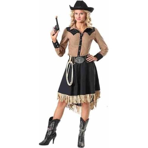 Halloween party cowboy costume for female adult cowgirl cosplay western dress carnival suit adult dress party role play party