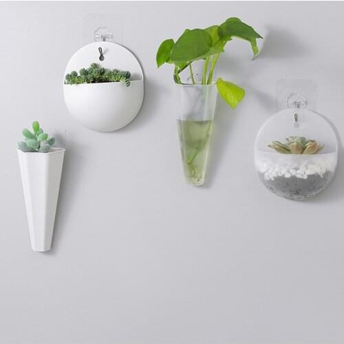 1Pcs New Plant Pot Creative Plastic Hanging Planter Pot Wall Mounted Flower Planter Garden Home Decor Wall Vase Succulent Plant
