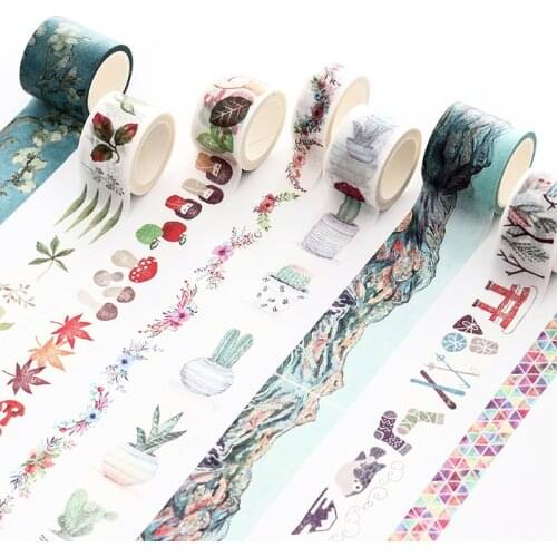 7 m Northern Europe Green Plant Wall Brick Modern Boy Girl Home Decoration Washi Tape DIY Planner Scrapbook Masking Tape