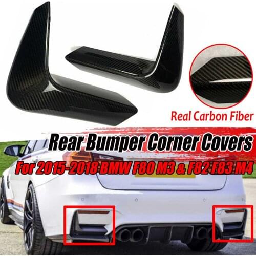 M3 M4 Real Carbon Fiber 2x Car Rear Bumper Lip Corner Valance Cover Guard Diffuser Protector For BMW F80 M3 F82 F83 M4 2015-2018