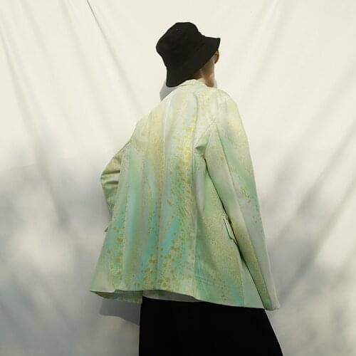 Mens Casual Blazer Jacket Spring New Oversize Suit Male Korean Style Trendy Handsome Gradient Casual Suit Tide Stage Clothes