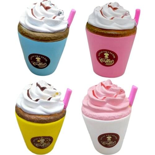 Besegad Kawaii Big Jumbo Soft Milk Ice Cream Icecream Coffee Cup Squishy Squeeze Toy Slow Rising for Relieves Stress Anxiety