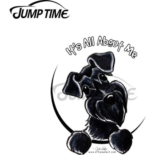 Jump Time 13x13cm For Black SchnauzerIts All About Me Car Stickers Windows Waterproof Decal Motorcycle Laptop Bumper Decoration