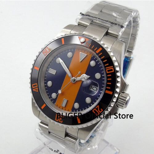 Nologo 40MM Date Ceramic Bezel Sapphire Glass MIYOTA Automatic Self-winding Mechanical Mens Watch Wristwatch