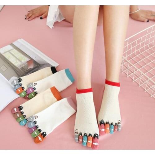 Cute Print Happy Socks Women Men Colorful Toe Funny Five Finger Socks Cotton Kawaii Funny Breathable Soft Socks Designer Socks