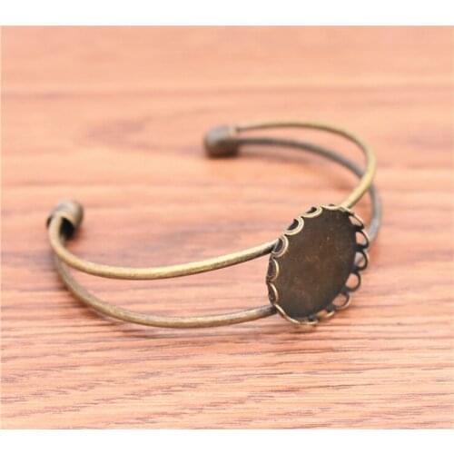 New Fashion 20mm Antique Bronze metal Bangle Base Bracelet Blank Findings Tray Bezel Setting Cabochon Cameo