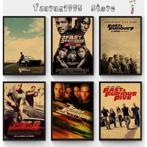 New Higt Quality,Fast &Furious /Nostalgia film classic car movie/kraft paper/bar poster/Retro Poster/decorative painting