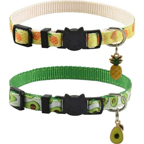 Breakaway Cat Collar Fruit Pattern with Accessories Adjustable Safety Kitten Collars for Pets 7-11.5in
