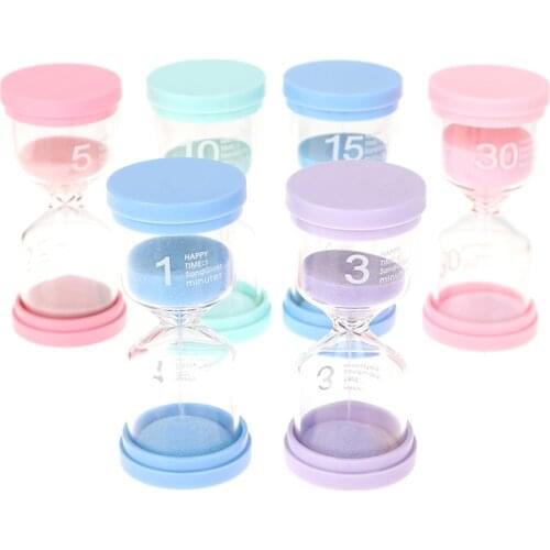 1pc 1/3/5/10/15/30 Minutes Colorful Desktop Sand Hourglass Timer Striking Home Decor Minutes Timers Gift