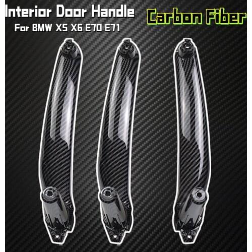 Fit For BMW X5 X6 E70 E71 E72 2007-2013 Carbon Fiber Car Interior Inner Door Handle Panel Pull Trim Cover Car Styling