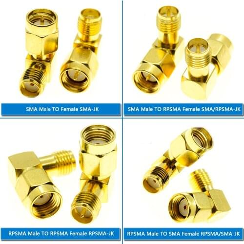 Cable Connector Socket Brooches SMA Male Female Jack To SMA Female Plug 90 Degree Right Angle Gold Plated Brass RF Adapter