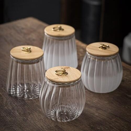 Storage Tank Food Container Bamboo Large Airtight Tank Grains Snacks Candy Tea Nut Food Sealed Glass Kitchen Miscellaneous Grain