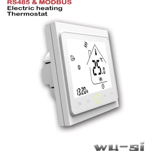 95-240VAC indoor electric heating thermostat, with RS485&Modbus control, internal and external dual sensors, 24VAC optional