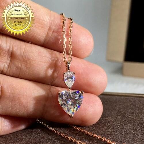 Solid Au750 18K gold Necklace moissanite 1.2ct Diamond DVVS color With national certificate 009