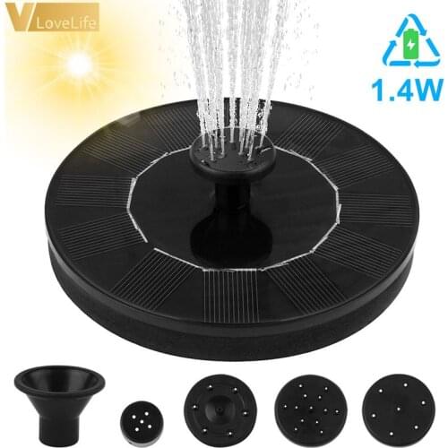 Solar Fountain Water Round MINI Solar Powered Floating Bird Bath Garden Decoration Pond Decoration Waterfall Fountain