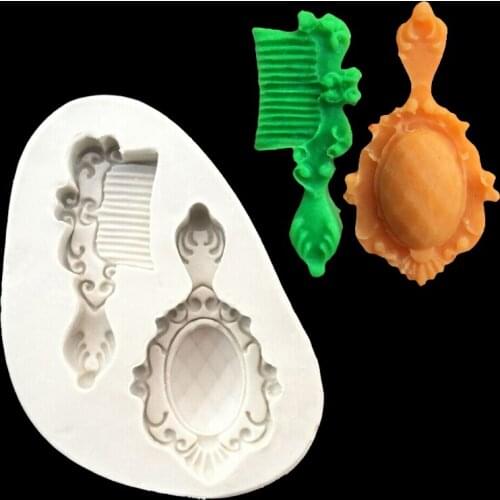 Mirror and Comb Silicone Sugarcraft Mould, Fondant Cake Decorating Tools