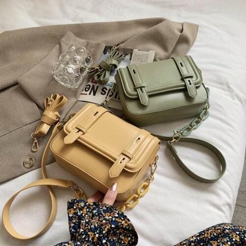 Chain Two Belt Designer Crossbody Bag Womens Luxury Brand Ladies Handbag Pu Leather Female Flap Small Shoulder Messenger Purse