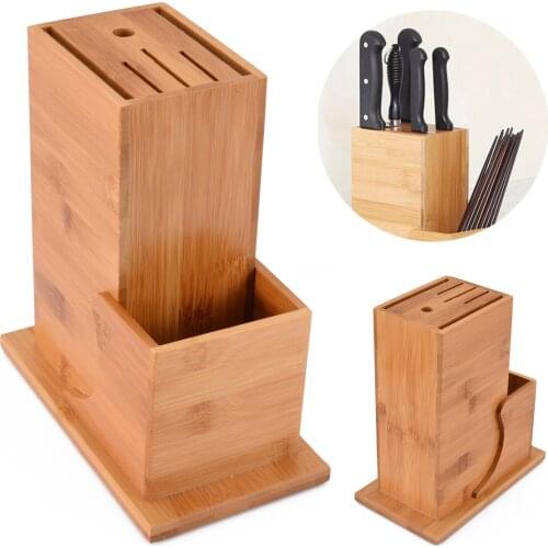 1Pcs Kitchen Knife Holder Wood Bamboo Kitchen Utensil Holder Block Storage Shelf Rack Organizer Kitchen Tool Accessories