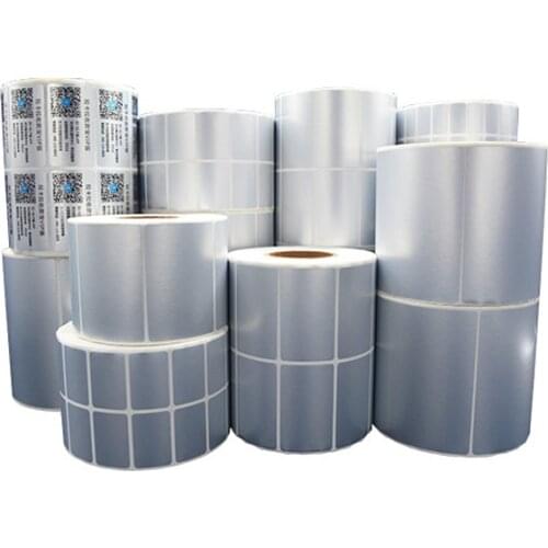1000Pcs Small PET Sticker Waterproof Adhesive Labels Matte Silver Stickers Thermal Transfer Barcode Printing Sticker 60x40mm