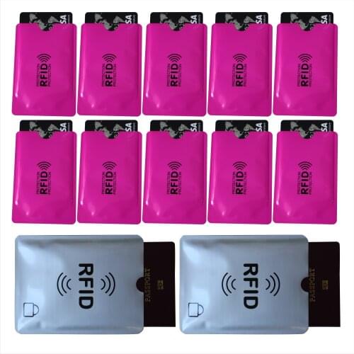 12pcs Anti Theft RFID Credit Card Protector Hot Pink,Yellow,Green,Blue RFID Blocking Sleeve Passport Sleeve , OEM welcome