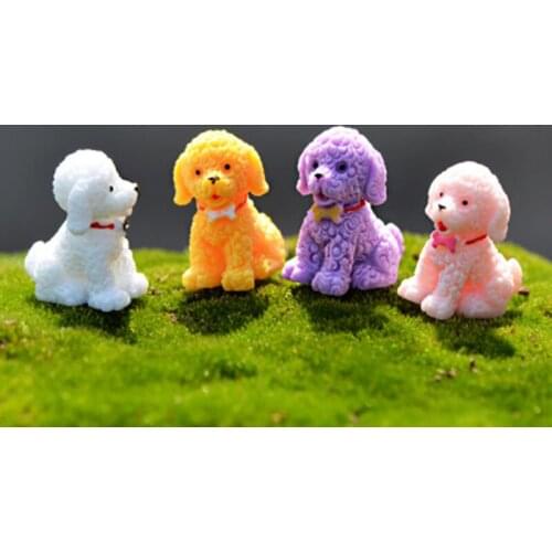 ZOCDOU 3 Pieces Dog Home Poodle White Yellow Purple Model Small Statue Figurine Crafts Friend Women Ornament Miniatures Decor