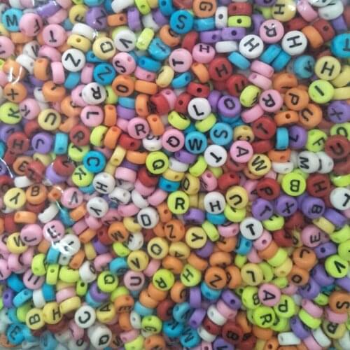 300pcs/lot Colorful Round Flat Alphabet Beads Acrylic Letter Spacer Beads For Jewelry Making Random Mixed 7mm DIY Bracelets