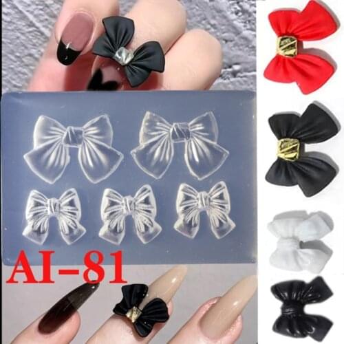 3D Flower Bowknot Nail Art Decoration Epoxy Resin Mold Nails Stickers Jewelry Silicone Mould DIY Crafts Casting Tool
