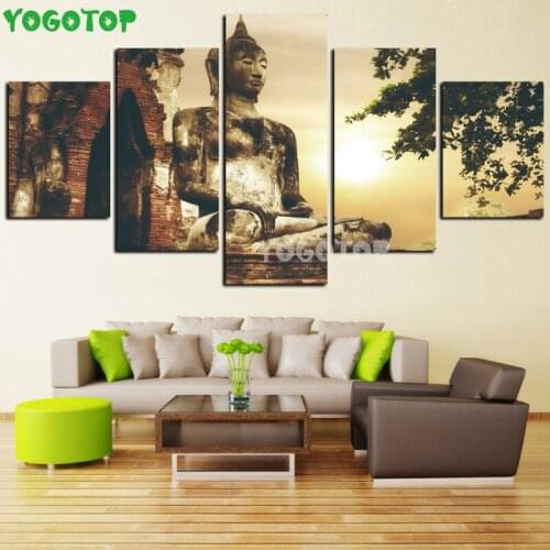 5 Panel Buddhism Buddha Sun diy diamond painting handmade 5D Full Drill Square/round Mosaic diamond embroidery Art Zen ML1556