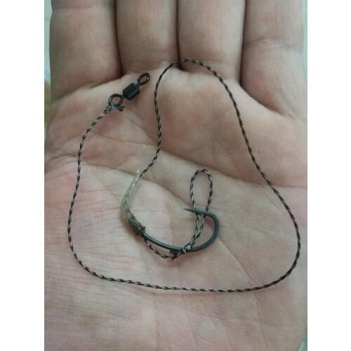 5 x Carp Fishing Claw Rigs - 25 LB Line -Curve Shank T Micro Barbed Hooks -Non Coated HookLink for Carp Fishings