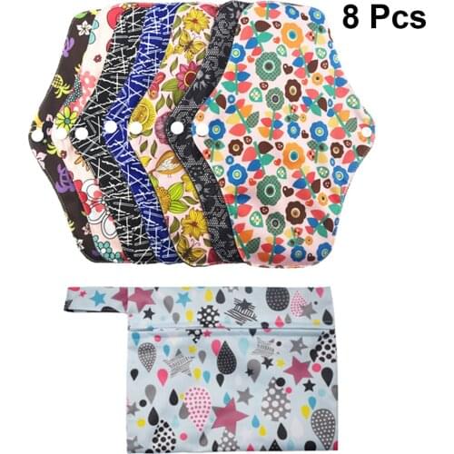 8Pcs Reusable Washable Nursing Mat Sanitary Towel Sanitary Napkin Menstrual Pad for Girls Women