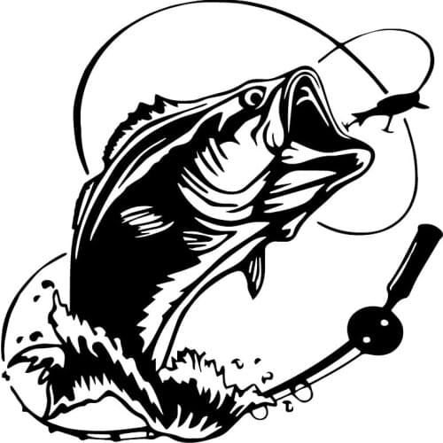 Fishing Car Sticker Bass Fish Ocean Sea Car Truck Window Vinyl Decal Black/Silver,16cm*16cm