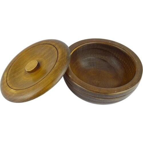 Wooden Shaving Bowl with Lid Shaving Soap Bowl for Men Easy to Lather Fits Wet Shaving, Retro Shaving Soap Bowl Fathers Gift