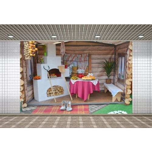 Lyavshi Country Farm Wooden House Fireplace Wood Bench Photography Background Customized Photographic Backdrops For Photo Studio