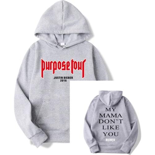 2019 NEW Poster Hip Hop sweat homme Hoodie Hooded Man Letters Justin Bieber Purpose Tour Streetwear Gray Black Pink Hoodies