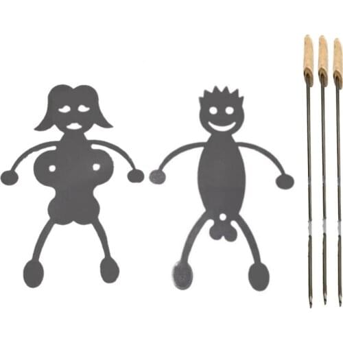 Stainless Steel Women Men Shaped Roasting Tool For Hot Dog Campfire Grill