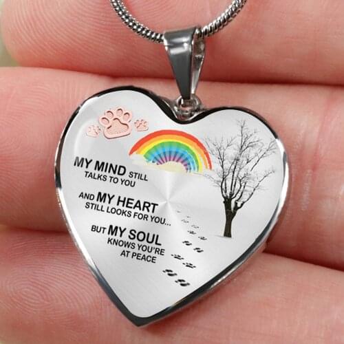 Exquisite Rainbow Necklace Heart Shape Pendant Necklace My Mind Still Talks To You Necklace for Lover Anniversary Gift