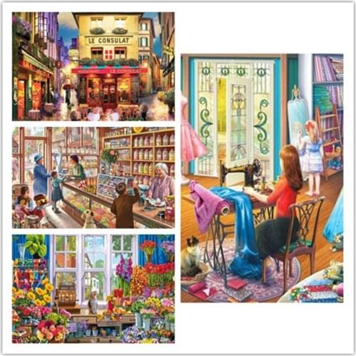 Frame Diy Oil Painting By Numbers city landscape 40x50cm Frame On Canvas Handmade DIY Pictures Home Decoration