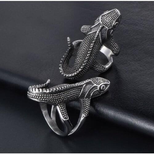Lizard ring black 2020 animal skull ring men black wedding ring for men and woman stainless steel fashion jewelry Accessories