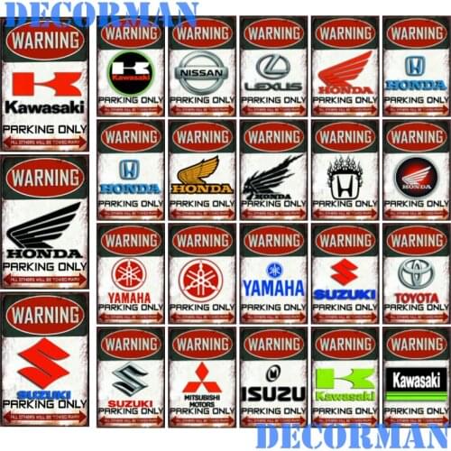 [ DecorMan ] Japan Cars Motors Parking Only Metal SIGN Custom Wall Plaque Painting PUB Room Bar Hotel Decor LTA-2028