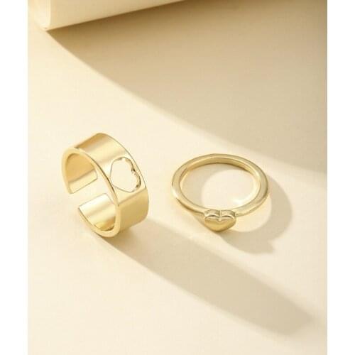 Trendy Gold Airplane Love Heart Rings For Women Men Lover Couple Rings Set Friendship Wedding Open Rings 2021 Jewelry