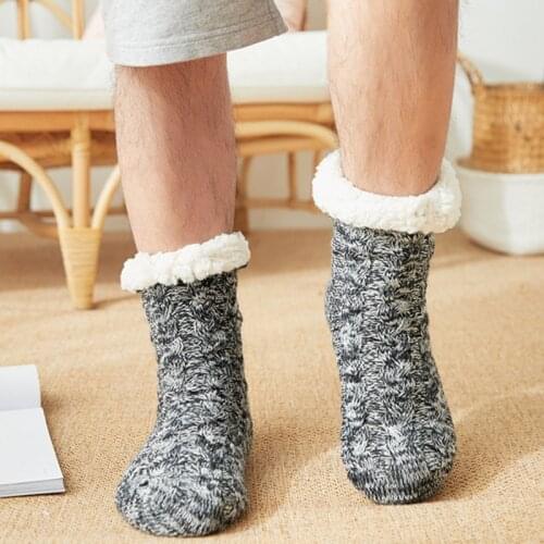 Mens Plus Thicken Cotton Sock Winter Warm Bedroom Shoes Comfortable Sleep Socks Home Non-slip Stocking Holiday Boy Gifts New