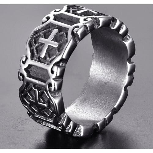Vintage Cross Ring for Man Crucifix Biker Lucky Prayer Stainless Steel Jewelry for Male Drop Shipping