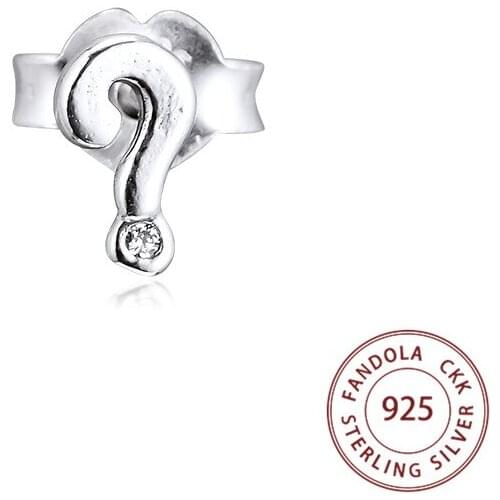 Genuine 925 Sterling Silver My Questions Single Stud Earrings for Women Earring Fashion Jewelry Pendientes Brincos