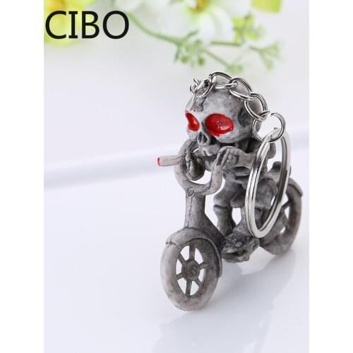 2019 New Bike Skull Skeleton Purse Bag Rubber Key Chain Creative Fashion Keyring Gift for Men